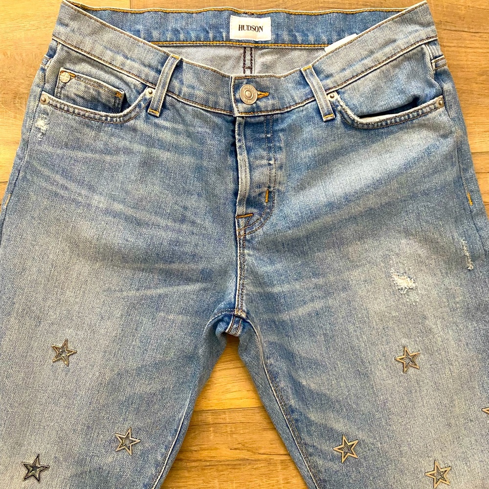 Hudson Riley Cropped Star Embellished Jeans